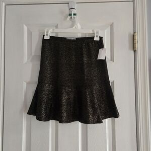 Charlotte Russe Metallic Black Flared Hem Skater Skirt